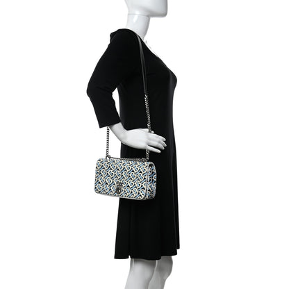 Burberry Lambskin Quilted Monogram TB Print Small Lola Bag Cobalt Black 2 of 9