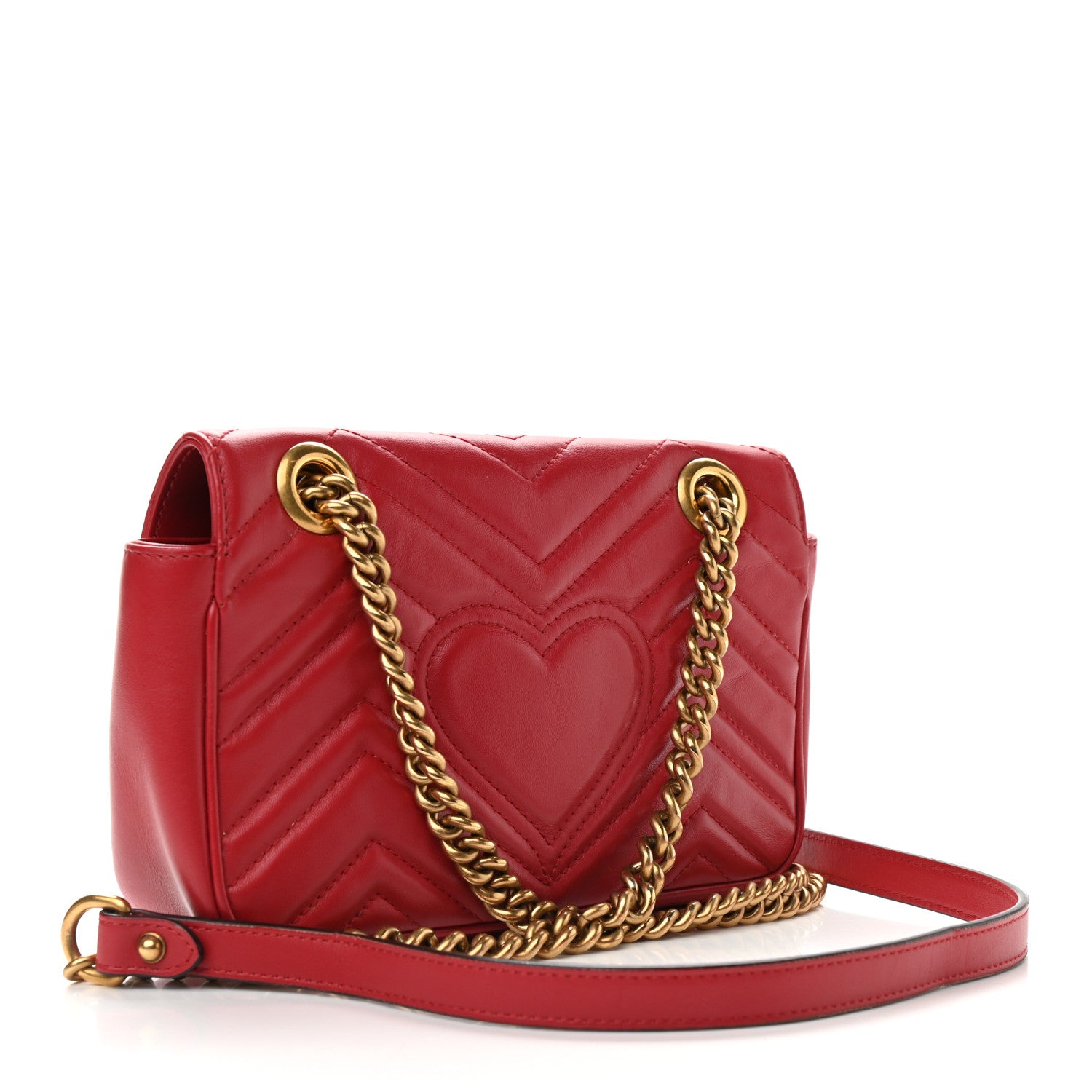 Gucci Calfskin Matelasse Mini GG Marmont Shoulder Bag Hibiscus Red 2 of 8