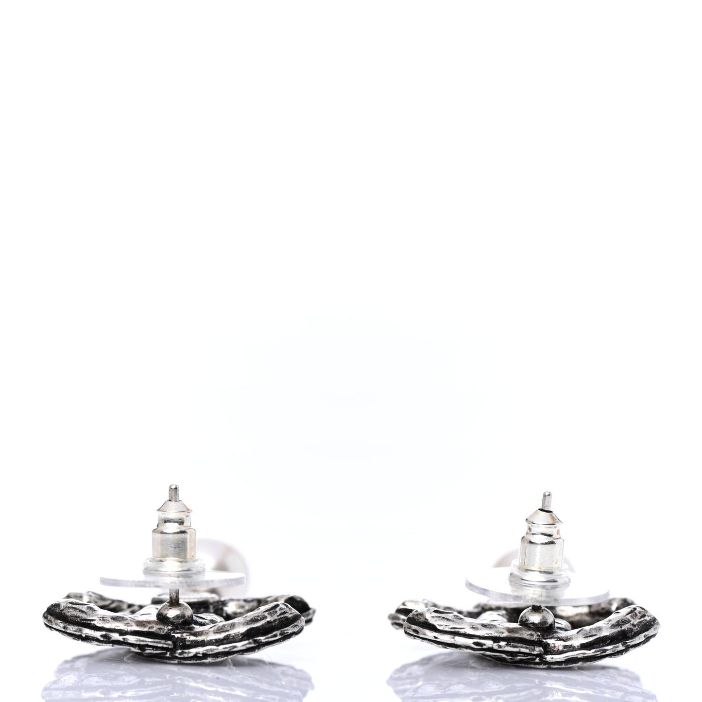 Crystal Pearl CC Drop Earrings Silver