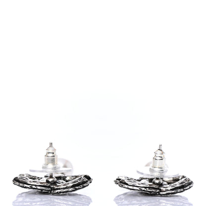 Chanel Crystal Pearl CC Drop Earrings Silver 3 of 4