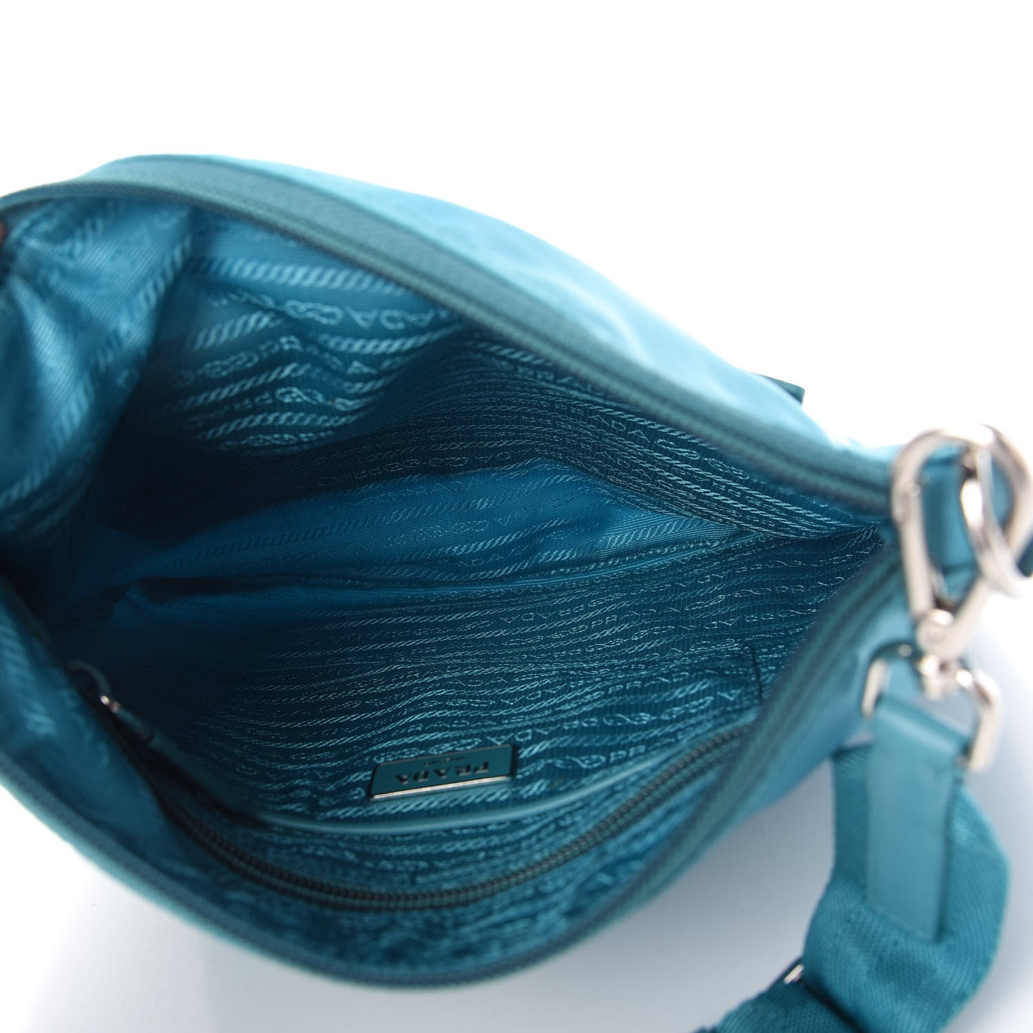 Prada Tessuto Nylon Saffiano Flat Messenger Bag Turchese 5 of 10
