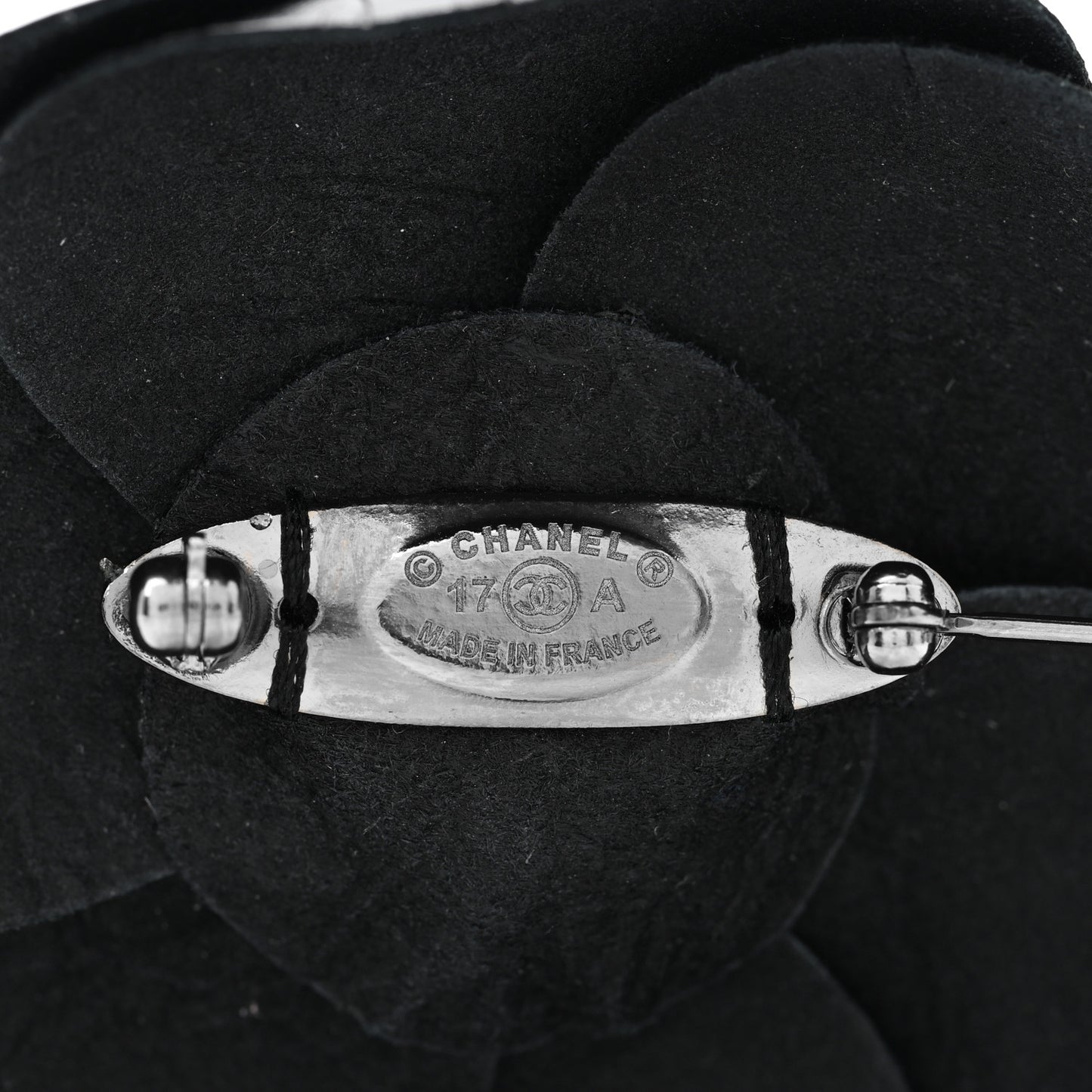 Lambskin Camellia Brooch Black