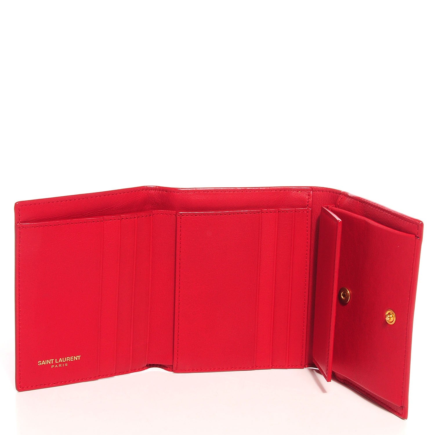 Saint Laurent Calfskin Classic Y Compact Wallet Red 6 of 7