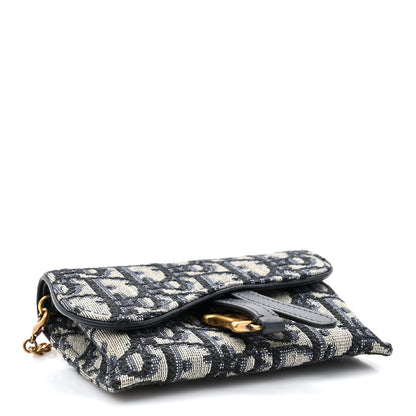 Christian Dior Oblique Nano Saddle Chain Pouch Blue 4 of 10