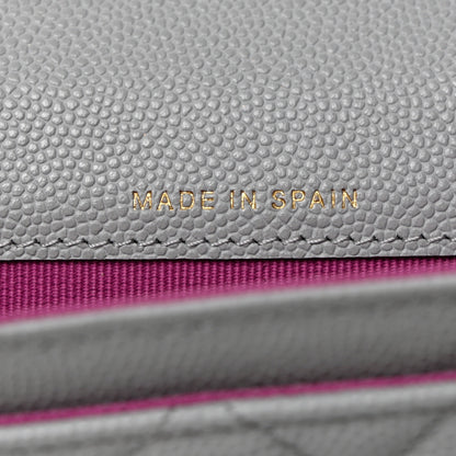 Chanel Caviar Quilted Textured CC Flap Card Holder Grey 6 of 9