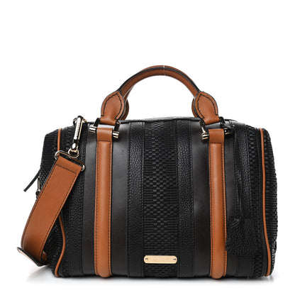 Burberry Calfskin Raffia Prorsum Bowling Black Brown 1 of 4