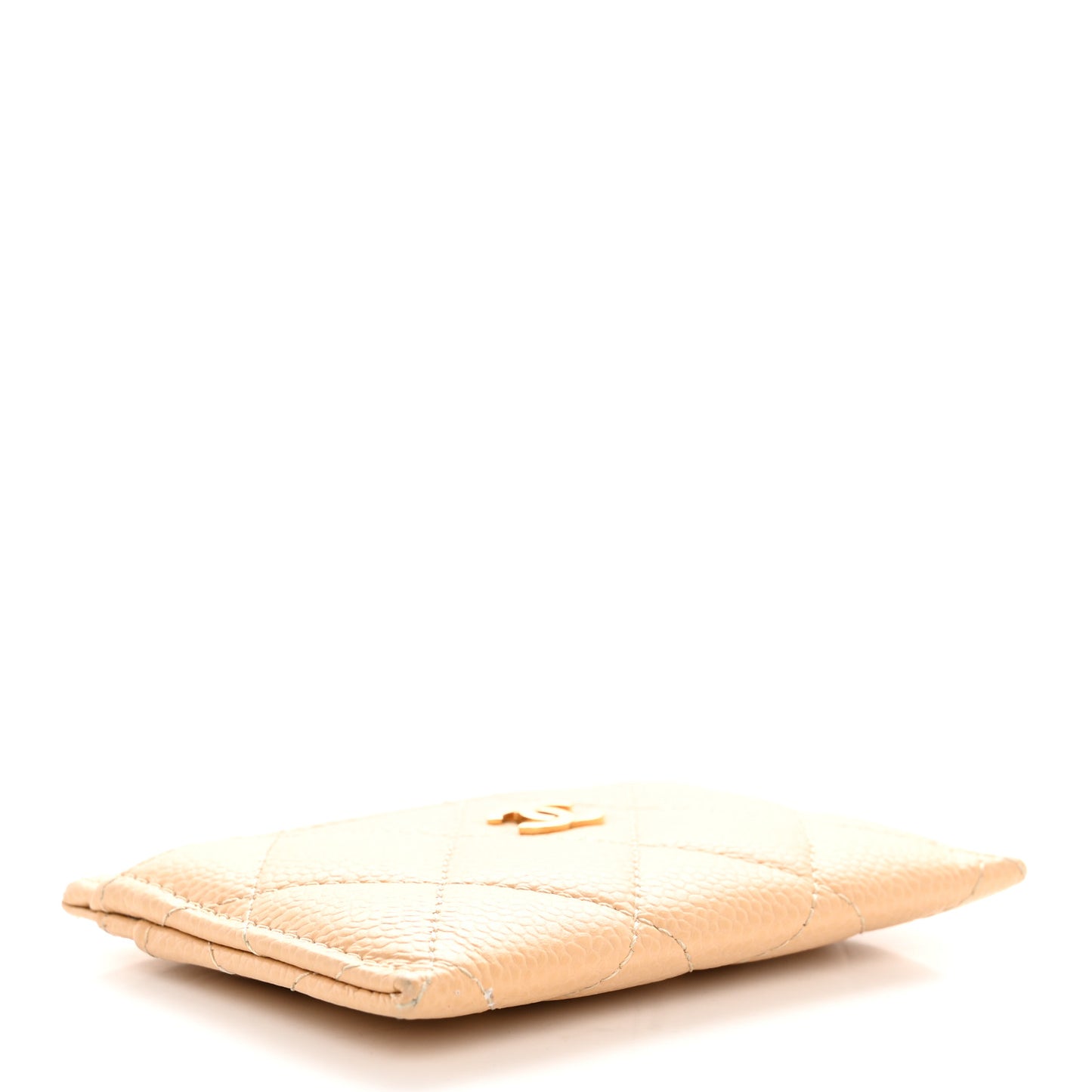 Caviar Quilted Card Holder Beige