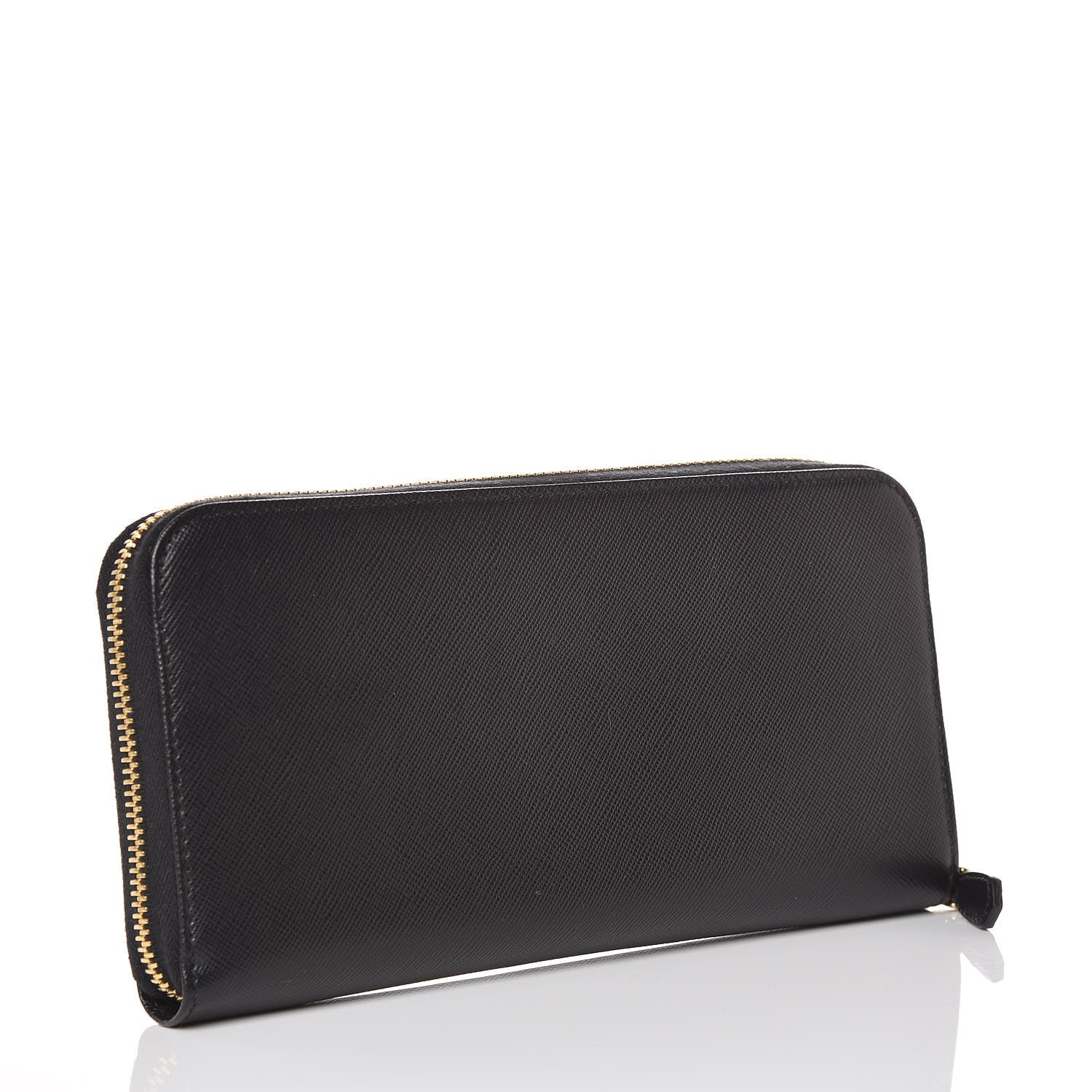 Prada Saffiano Metal Zip Around Wallet Black 3 of 7