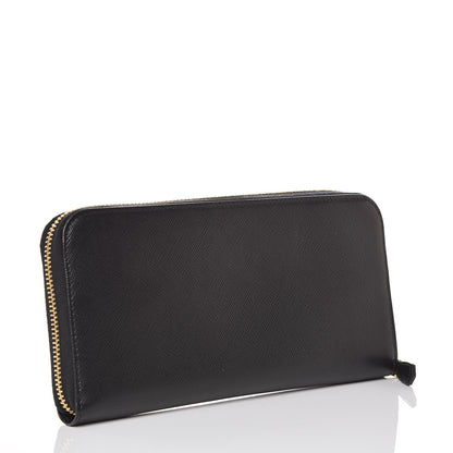 Prada Saffiano Metal Zip Around Wallet Black 3 of 7