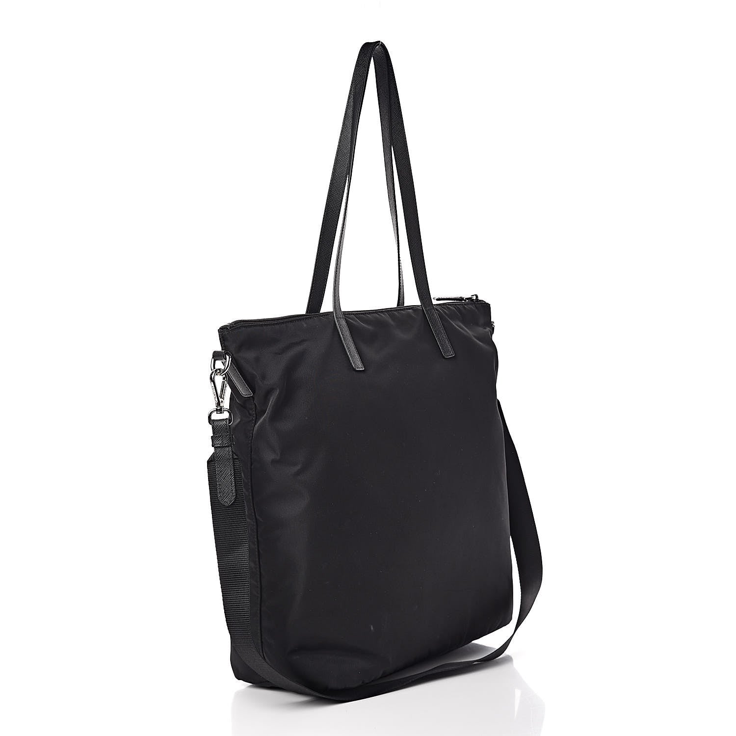 Prada Tessuto Nylon Saffiano Tote Black 3 of 11