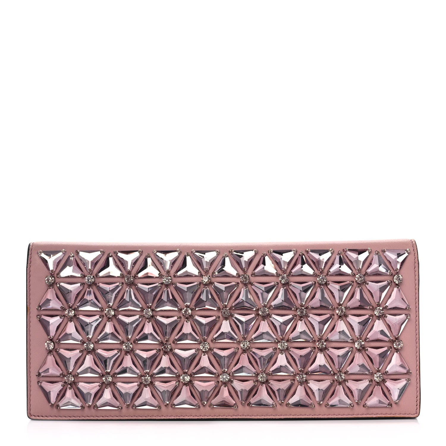 Gucci Nappa Crystal Triangles Clutch Rose Baby Candy Rame 1 of 14