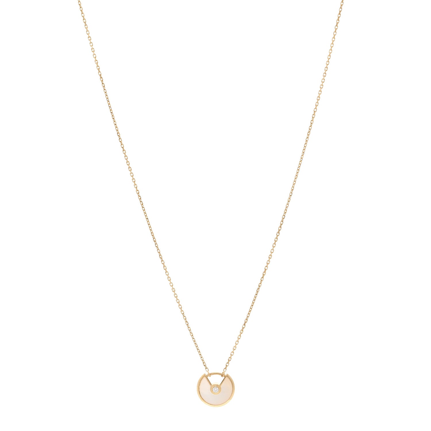Cartier 18K Yellow Gold Diamond Mother of Pearl XS Amulette de Cartier Pendant Necklace 1 of 4