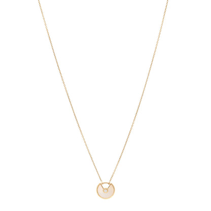 Cartier 18K Yellow Gold Diamond Mother of Pearl XS Amulette de Cartier Pendant Necklace 1 of 4