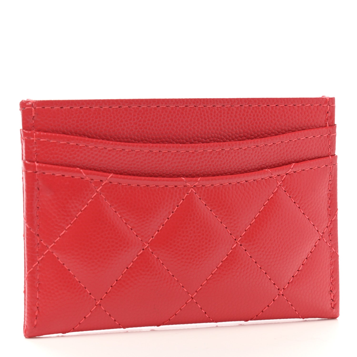 Chanel Caviar Quilted Card Holder Red 3 of 9