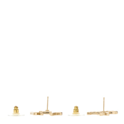Chanel Crystal Cha-Nel Logo Earrings Gold 3 of 5