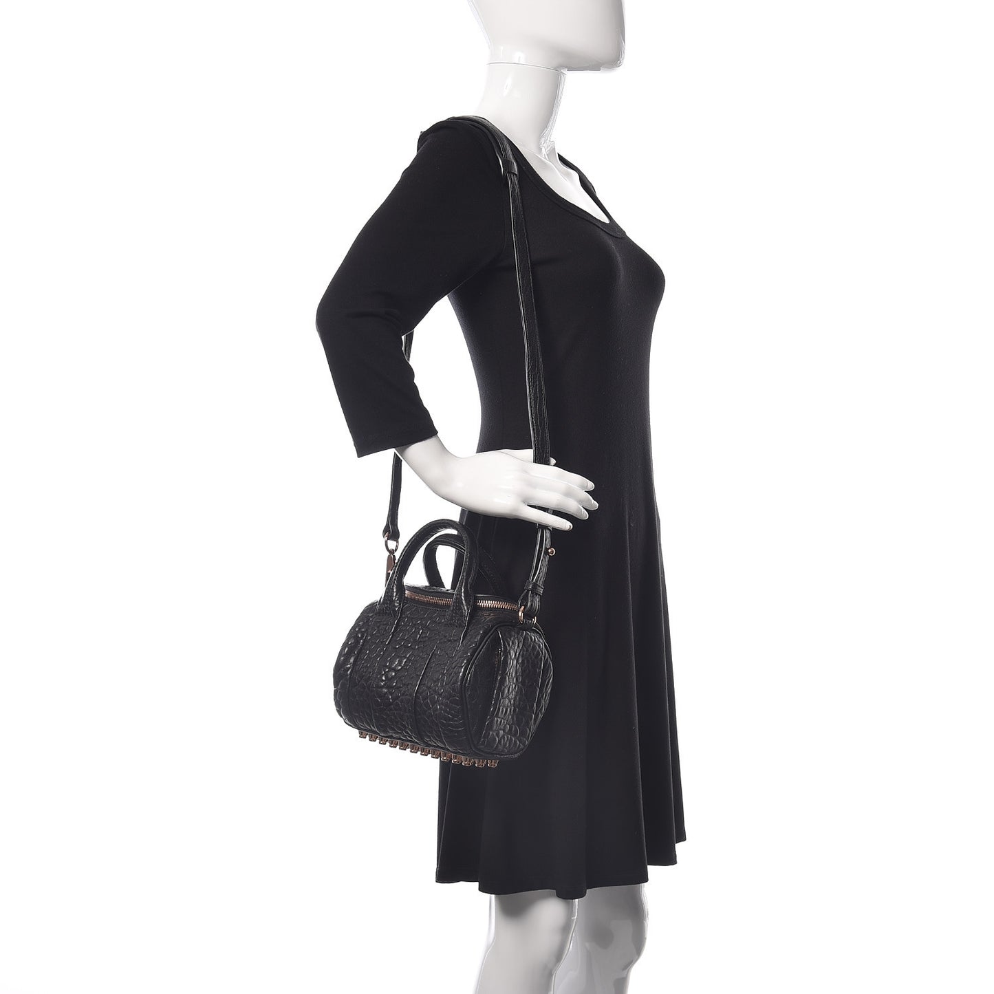 Pebbled Lambskin Mini Rockie Black Rose Gold Hardware