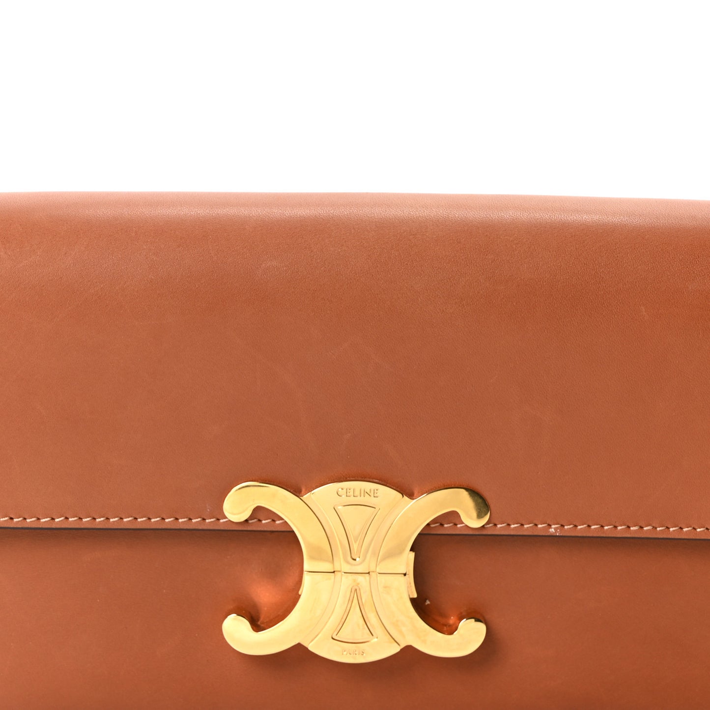 Natural Calfskin Triomphe Shoulder Bag Tan