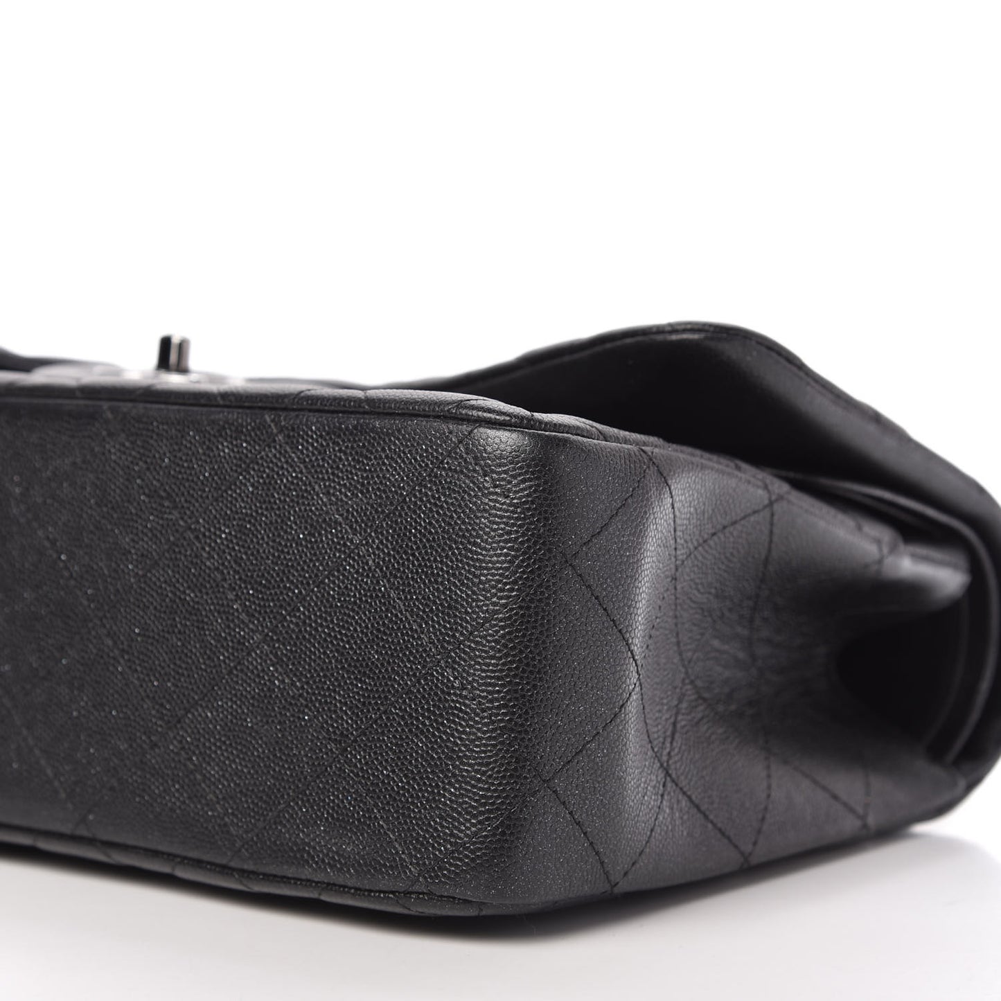 Iridescent Caviar Quilted Jumbo Double Flap Black
