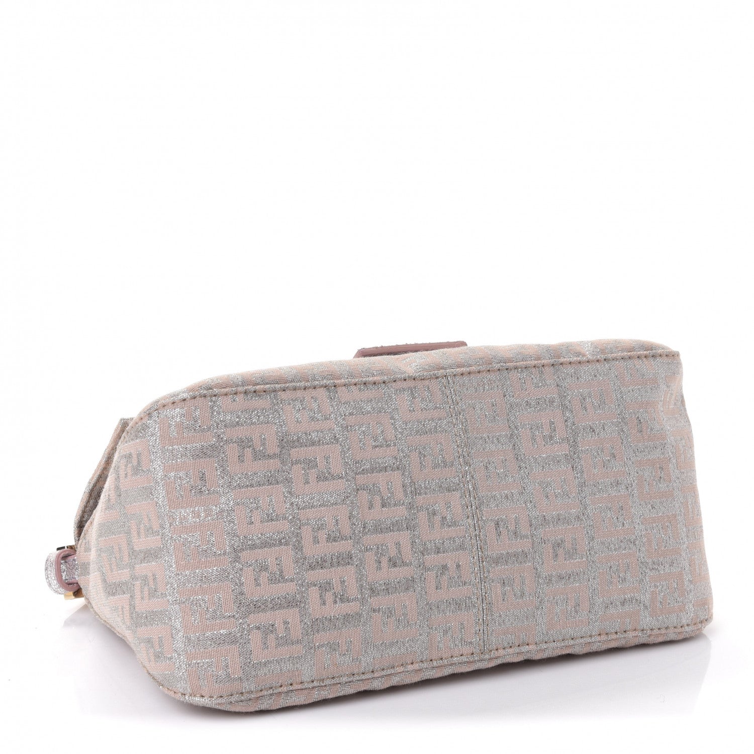 Fendi Metallic Jacquard Zucchino Suede Mini Mama Baguette Cipria Argento Grigio 3 of 4