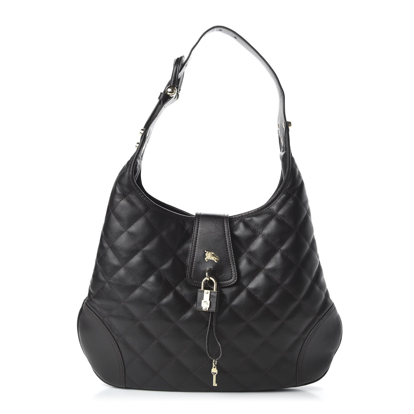 Calfskin Quilted Brook Hobo Dark Brown