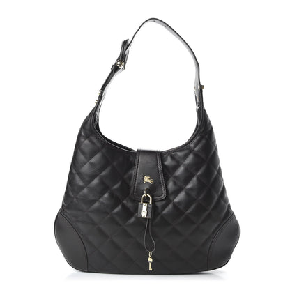 Burberry Calfskin Quilted Brook Hobo Dark Brown 1 of 10