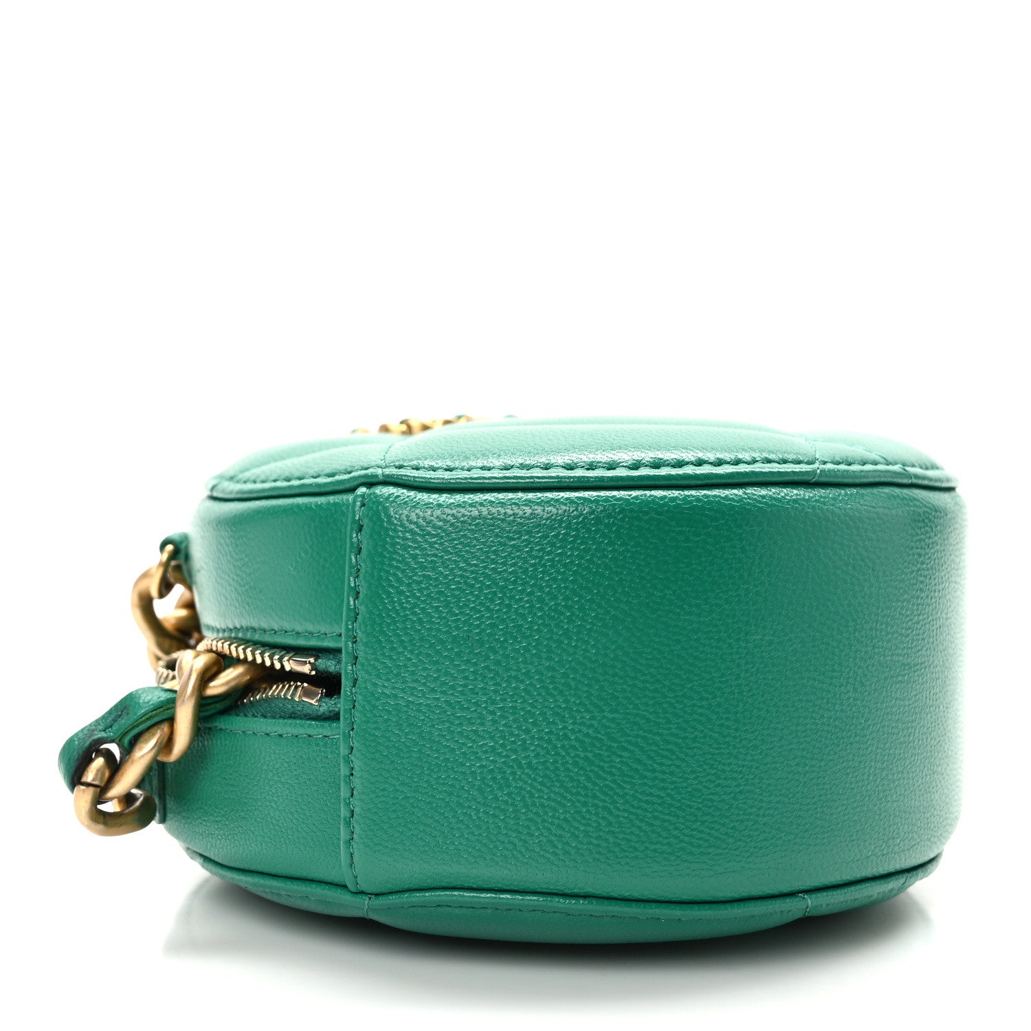 Chanel Goatskin Quilted Chanel 19 Round Clutch With Chain Green 4 of 10