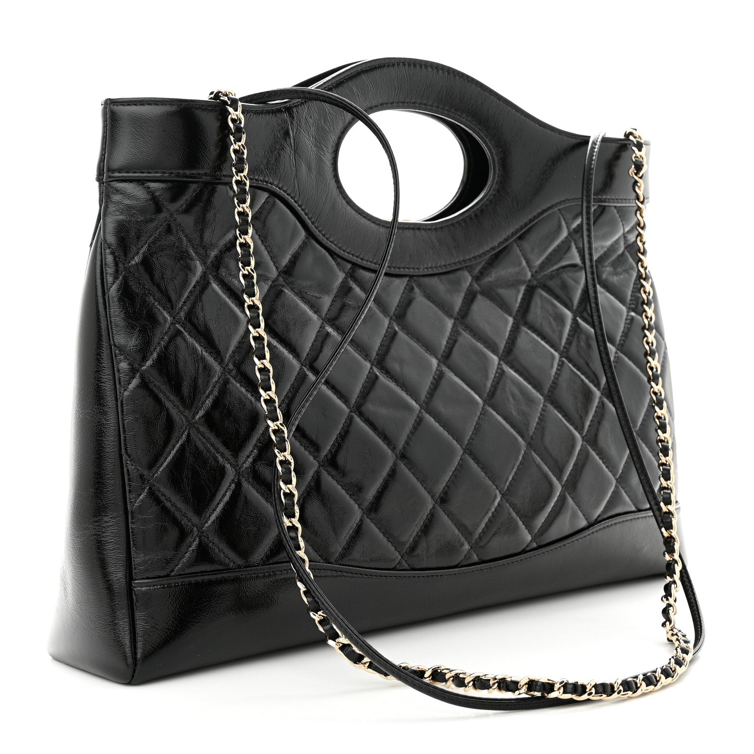 Chanel Shiny Lambskin Quilted 31 Shopping Bag Black 3 of 10