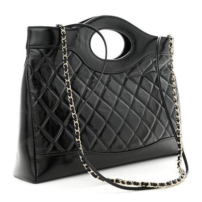 Chanel Shiny Lambskin Quilted 31 Shopping Bag Black 3 of 10