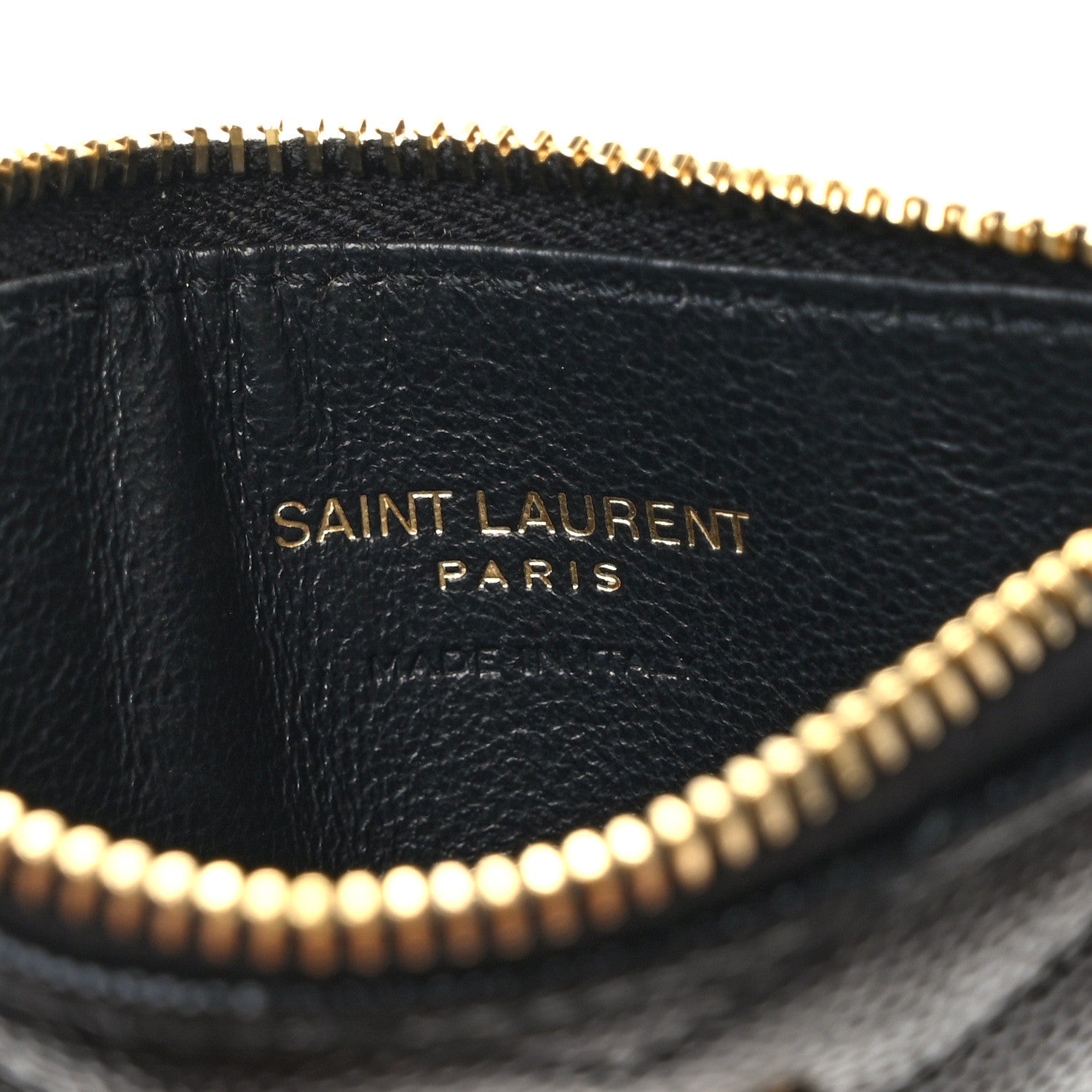Saint Laurent Grain De Poudre Matelasse Chevron Monogram Fragments Zippered Card Case Black 6 of 8