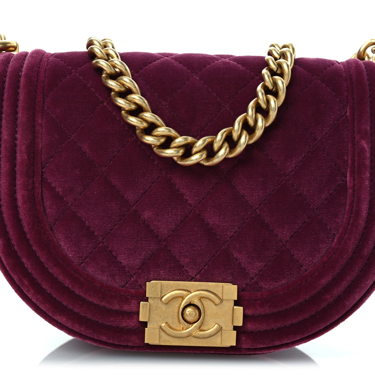 Velvet Quilted Small Boy Messenger Bag Bordeaux