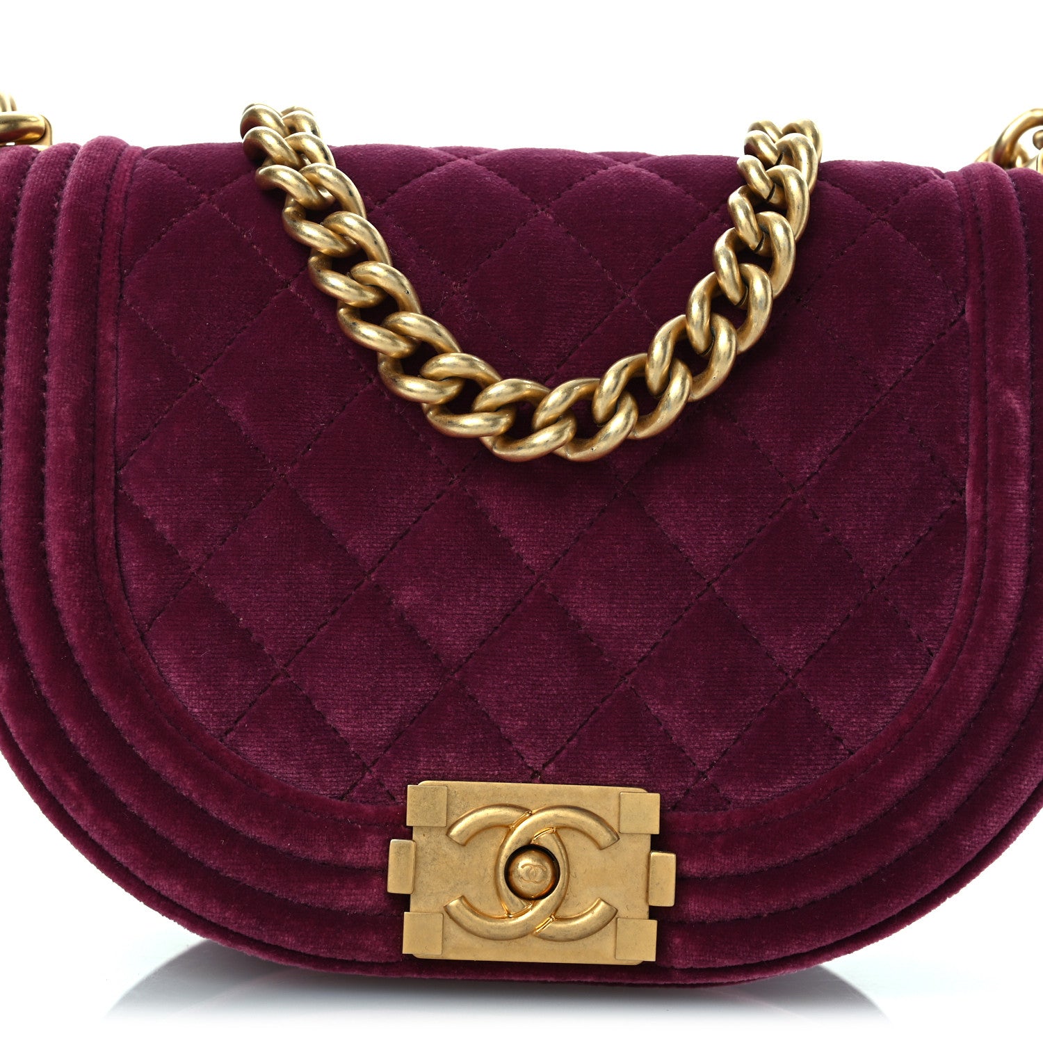 Chanel Velvet Quilted Small Boy Messenger Bag Bordeaux 8 of 12