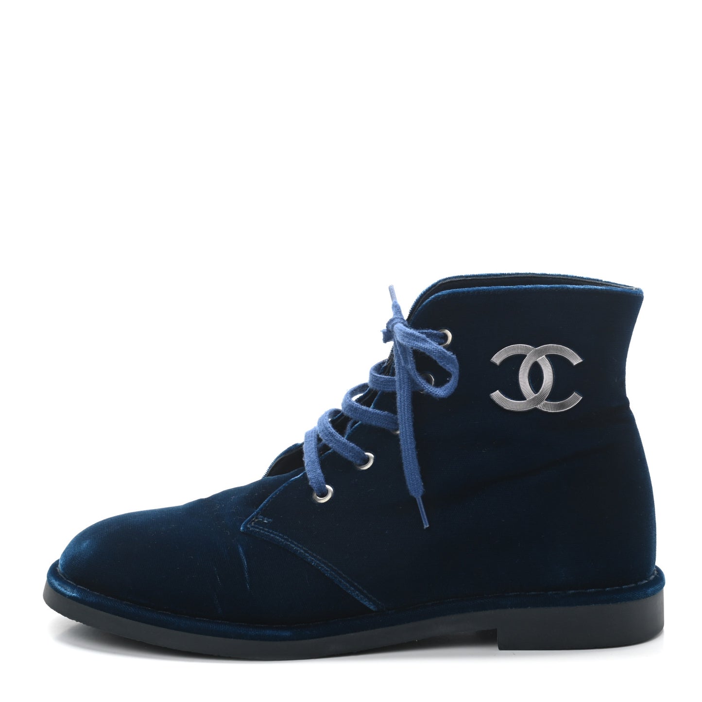 Velvet CC Lace Up Boots 38.5 Blue
