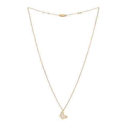 Van Cleef & Arpels 18K Yellow Gold Mother of Pearl Sweet Alhambra Butterfly Pendant Necklace 2 of 3