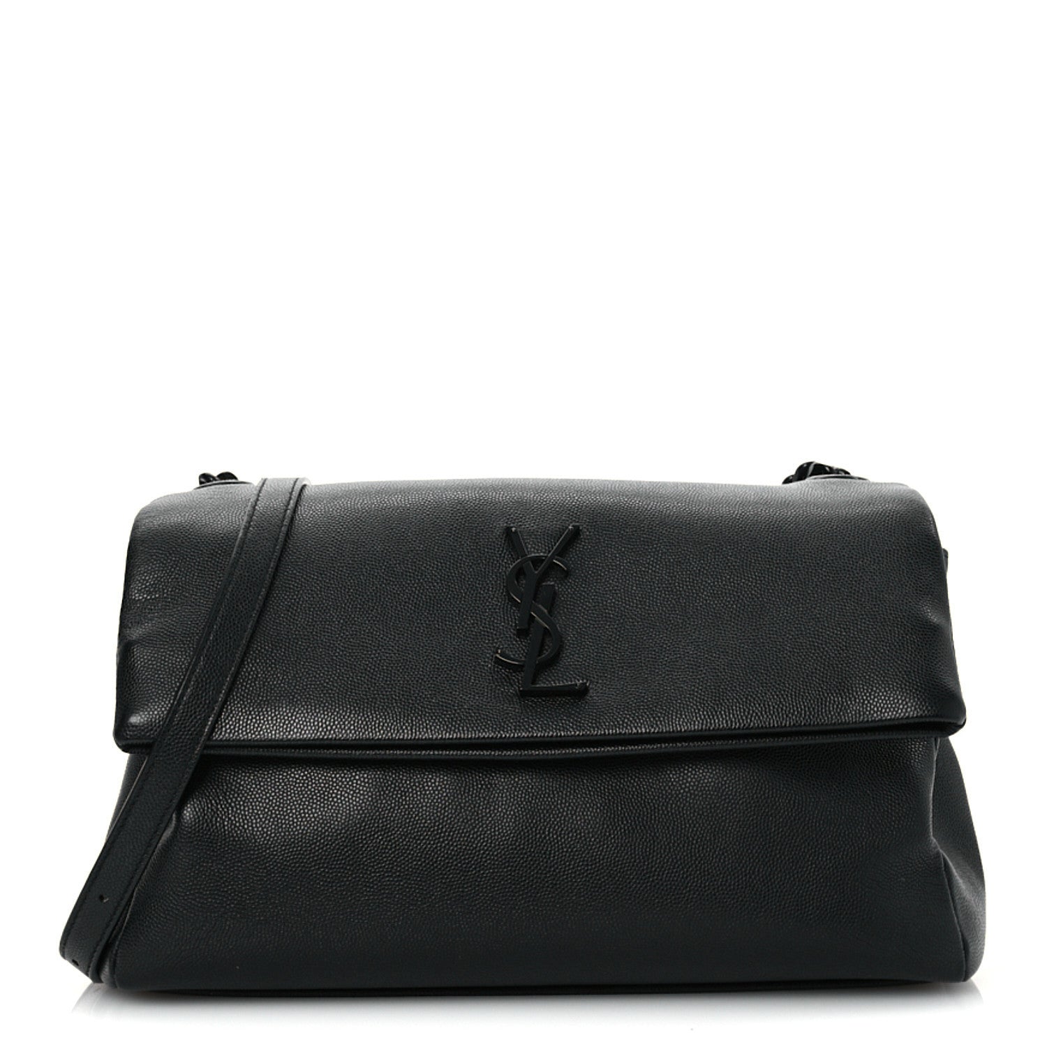 Saint Laurent Grain De Poudre Medium West Hollywood Monogram Fold-Over Black 1 of 10