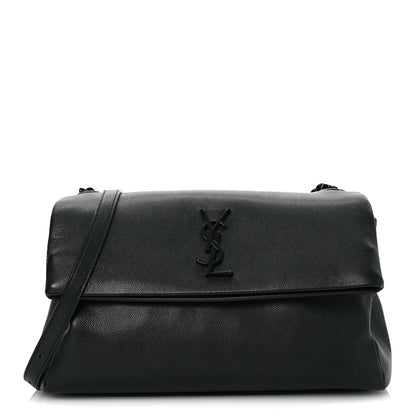 Saint Laurent Grain De Poudre Medium West Hollywood Monogram Fold-Over Black 1 of 10