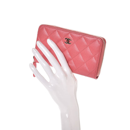 Chanel Caviar Quilted Small Zip Around Wallet Pink 2 of 9