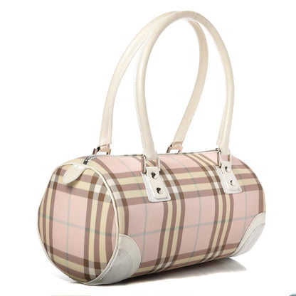 Burberry Candy Check Barrel Satchel Pink White 3 of 14