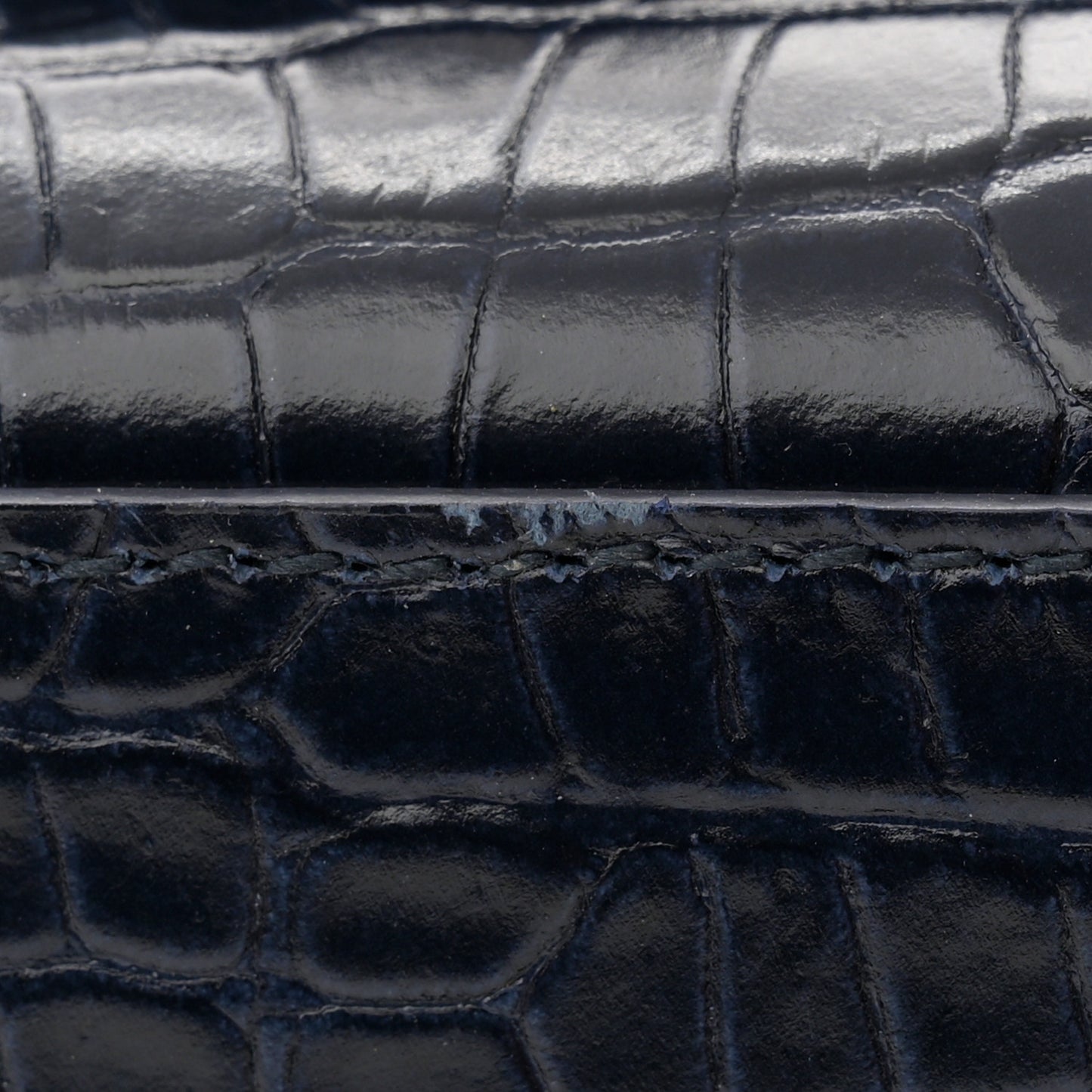 Calfskin Crocodile Embossed Medium Classic Monogram Kate Tassel Satchel Deep Marine