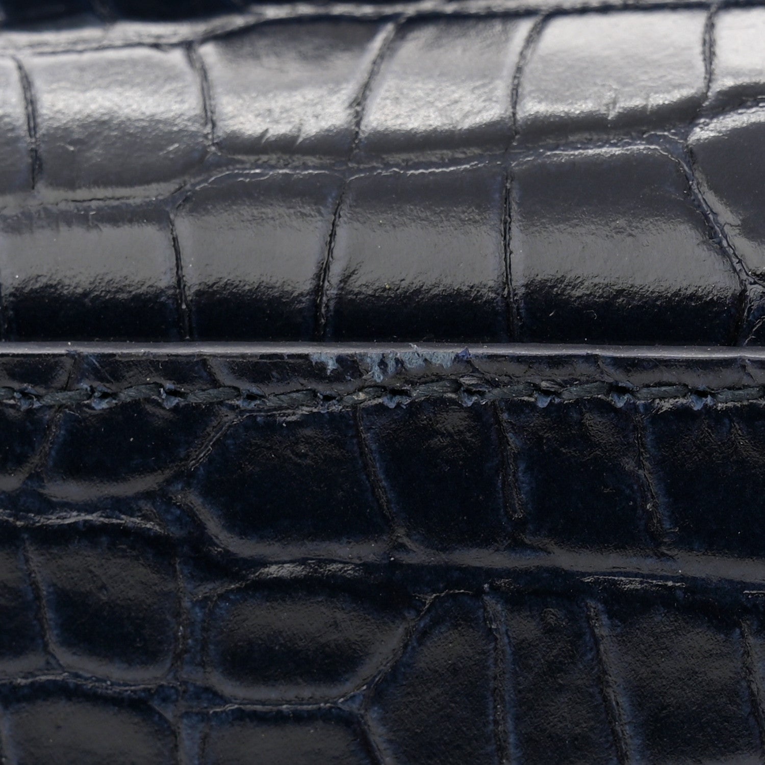 Saint Laurent Calfskin Crocodile Embossed Medium Classic Monogram Kate Tassel Satchel Deep Marine 14 of 15
