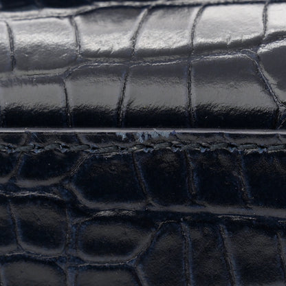 Saint Laurent Calfskin Crocodile Embossed Medium Classic Monogram Kate Tassel Satchel Deep Marine 14 of 15