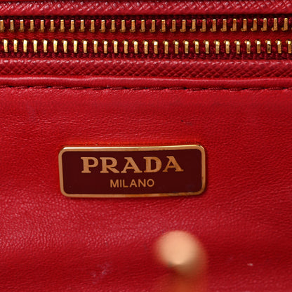 Prada Saffiano Lux East West Frame Clutch Fuoco 6 of 17