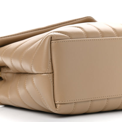 Saint Laurent Calfskin Y Quilted Monogram Small Loulou Chain Satchel Dark Beige 9 of 10