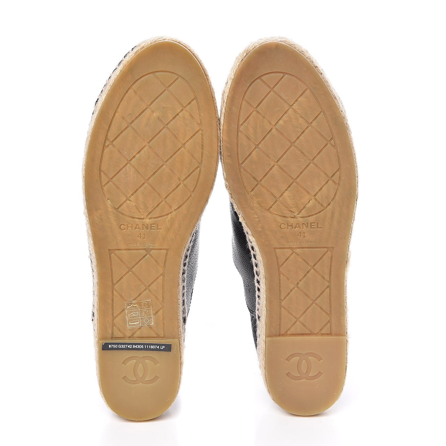 Grained Calfskin CC Espadrilles 41 Black