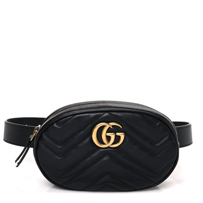 Gucci Calfskin Matelasse GG Marmont Belt Bag 75 30 Black 1 of 10