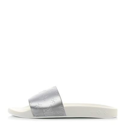 Louis Vuitton Metallic Rubber Embossed Monogram Mens Waterfront Mules 9 1 of 8