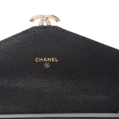 Chanel Caviar Quilted CC Box Gusset Flap Wallet Black Navy 11 of 14