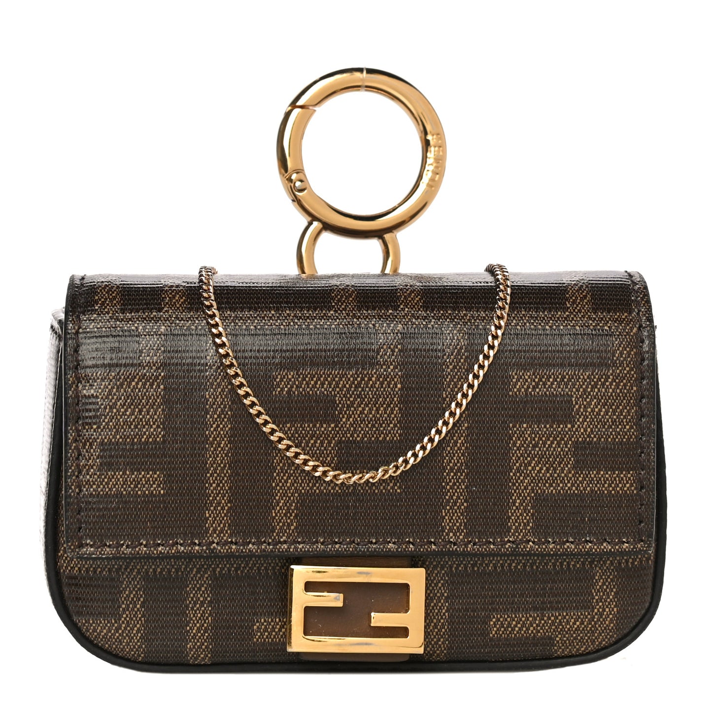 Glazed Fabric FF 1974 Nano Baguette Charm Mogano Panna