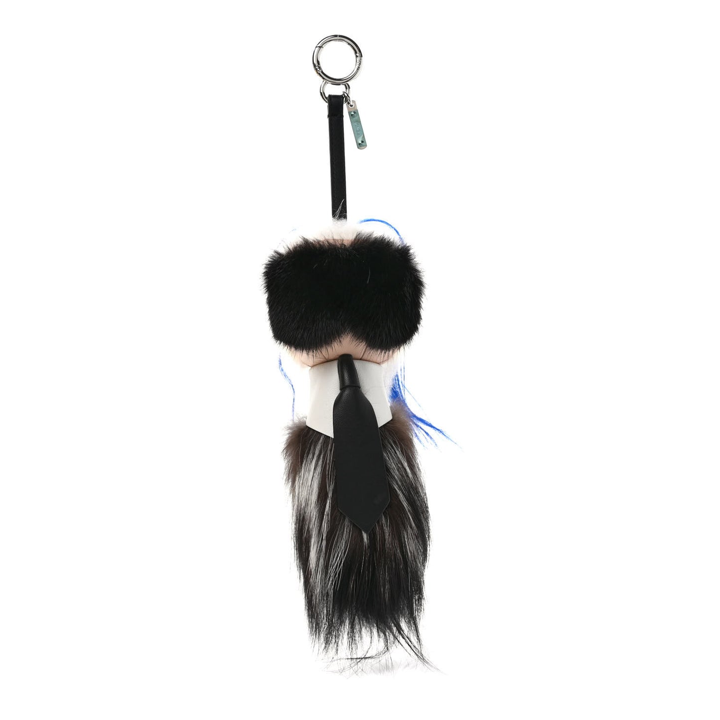 Mink Fox Goat Fur Karlito Bag Charm Blue
