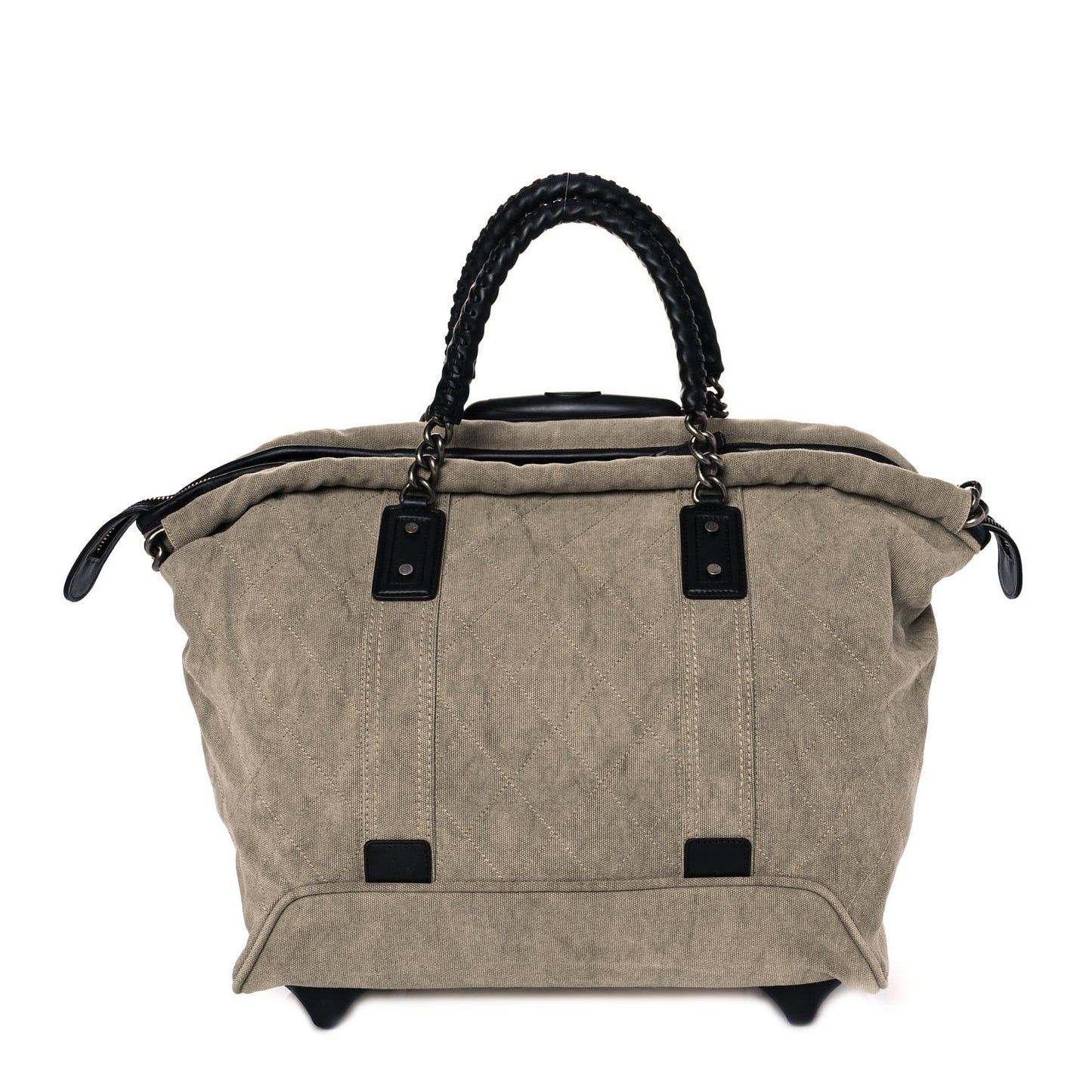 Washed Toile Calfskin Quilted Trolley Beige Black