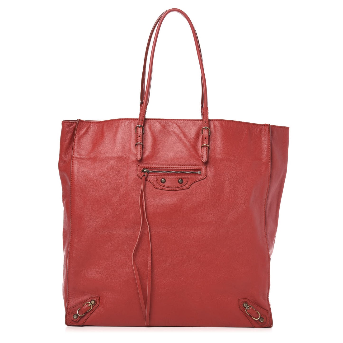 Veau Souple Papier Ledger Tote Rouge